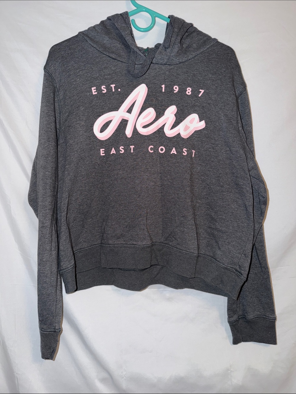 Aeropostale Charcoal Hoodie with Light Pink Logo